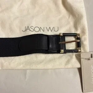 Jason Wu Black Leather Belt with Gold Buckle Jason Wu Black Leather Narrow Waist Belt Size S main image 2
